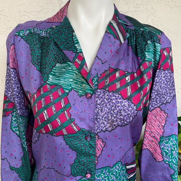 VTG Jeweltone Blouse w/Scarf or Selfbelt - Picture 4 of 8